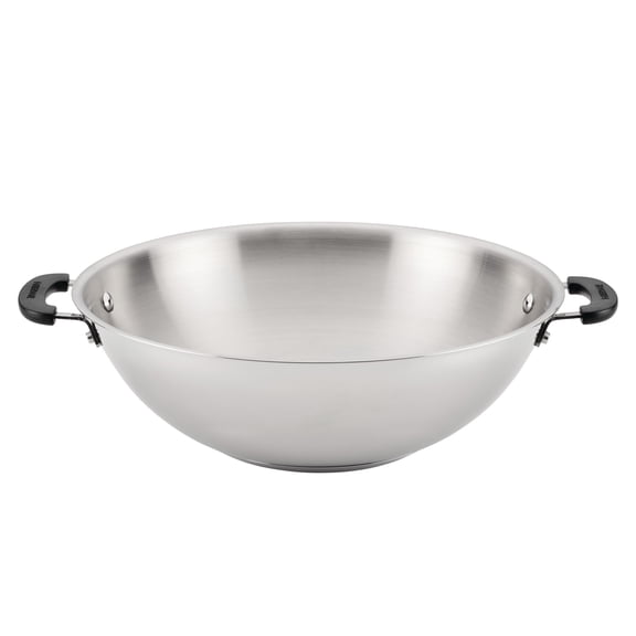 Farberware Brilliance 14 in Stainless Steel Wok, Induction Compatible, Metal Utensil and Dishwasher Safe