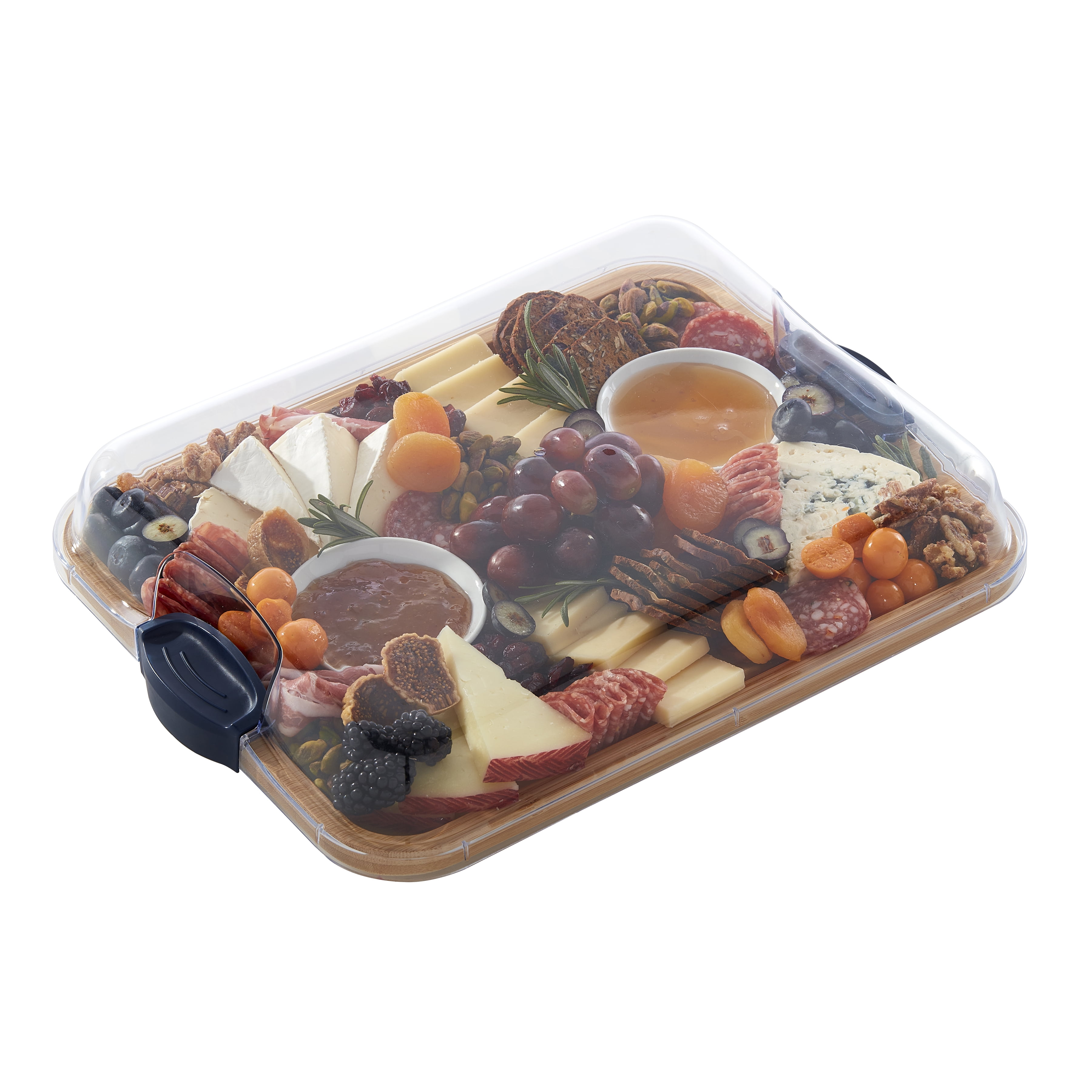 Farberware Bamboo Charcuterie Board with Lid – 6 Compartment Design