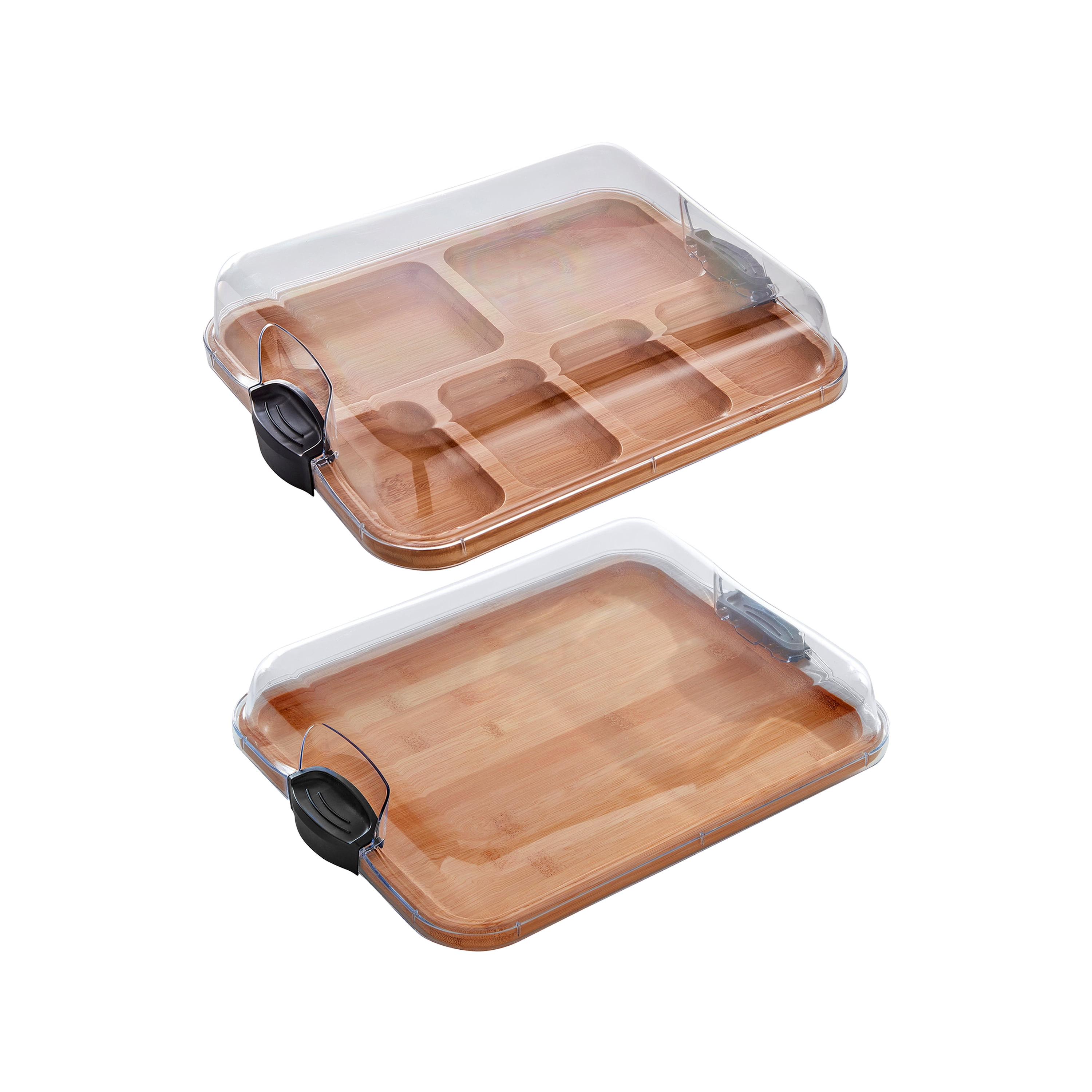 Farberware Build-a-Board 11x14-Inch 2-Piece Bamboo Charcuterie and Snack Board Set with Clear Locking Lids