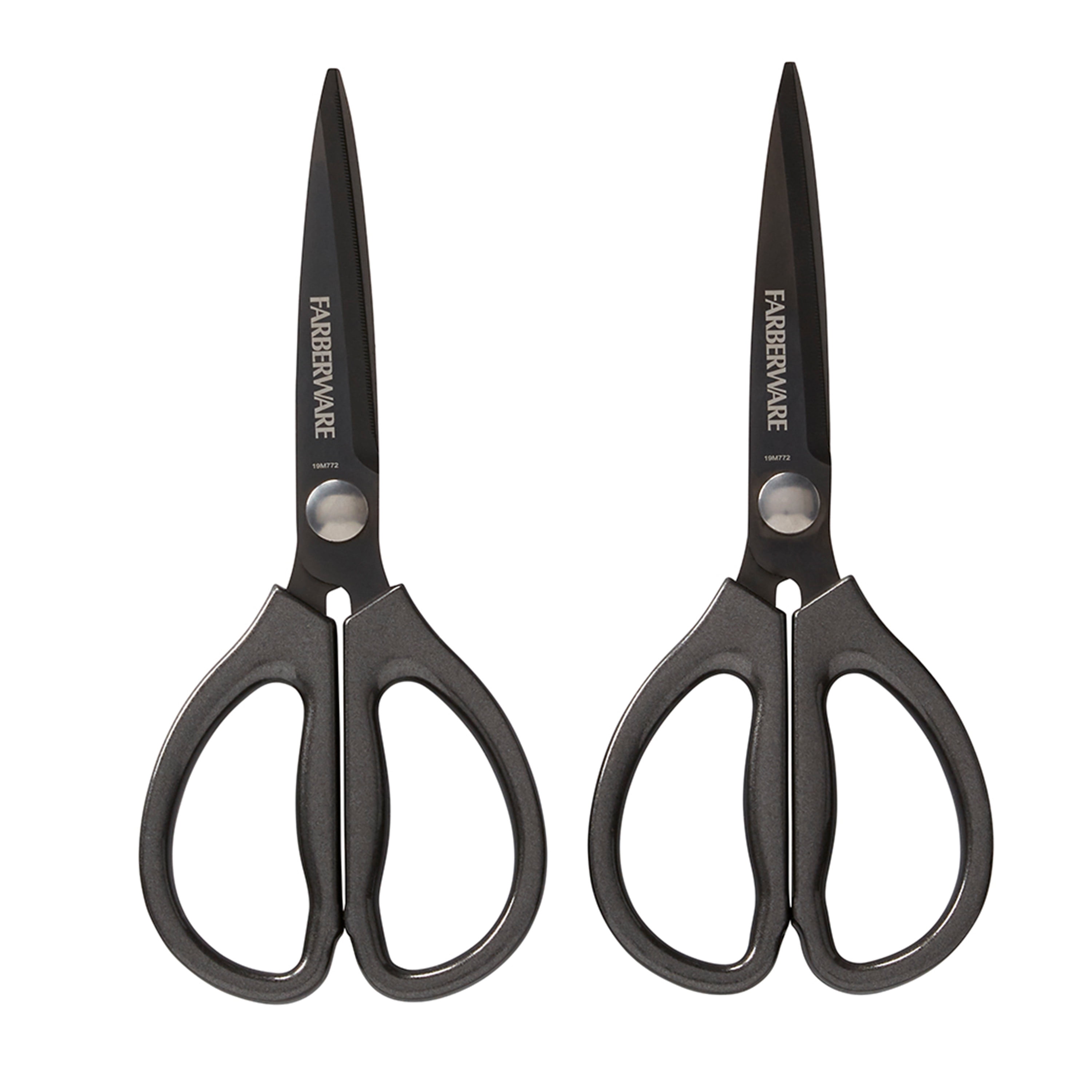 Farberware Classic 2 Piece Stainless Steel Kitchen Shear Scissor Set with  Metallic Stainless Steel and Red Handles 