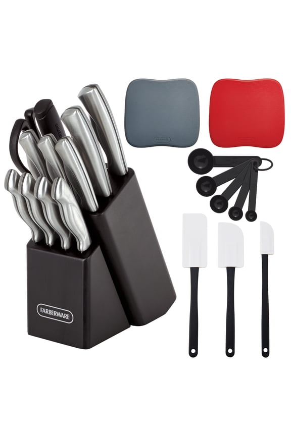 Classic 22-Piece Stamped Stainless Steel Knife and Utensil Set