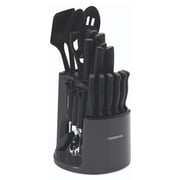 Farberware Classic 30-Piece Spin-N-Store Rotating Carousel Stainless Steel Knife Set & Tool Set Gray