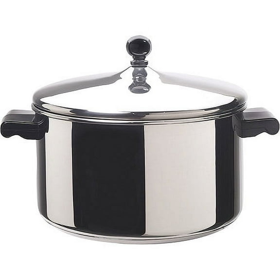Farberware Classic Series 6 Quart Stainless Steel Stockpot with Lid, Induction Compatible, Metal Utensil and Dishwasher Safe, Stainless Steel