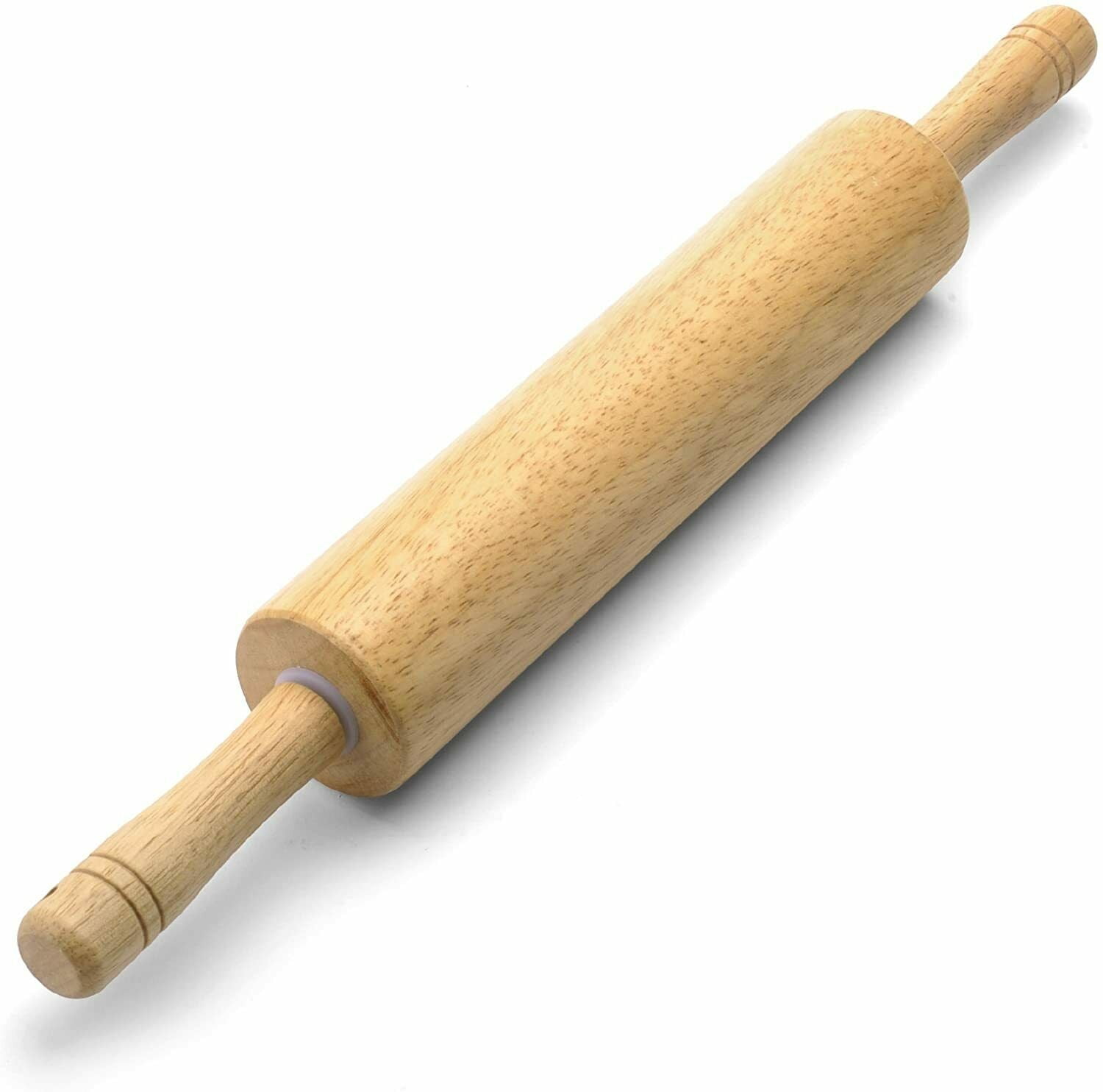 Classic Natural Wood Rolling Pin with Easy Grip Handles