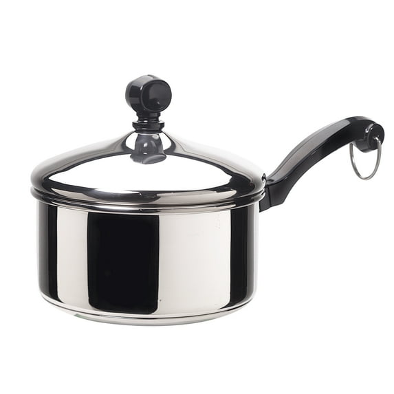 Farberware Classic Series 1 Quart Stainless Steel Sauce Pan with Lid, Induction Compatible, Metal Utensil and Dishwasher Safe, Stainless Steel