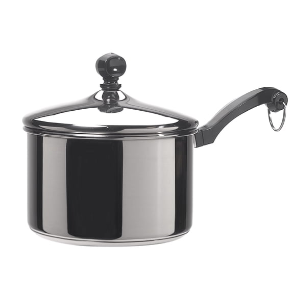 Open Box Farberware Classic Series 2 Quart Stainless Steel Sauce Pan with Lid, Induction Compatible, Metal Utensil and Dishwasher Safe, Stainless Steel