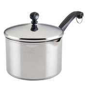 Farberware Classic Series 3 Quart Stainless Steel Straining Sauce Pan with Lid, Induction Compatible, Metal Utensil and Dishwasher Safe, Stainless Steel