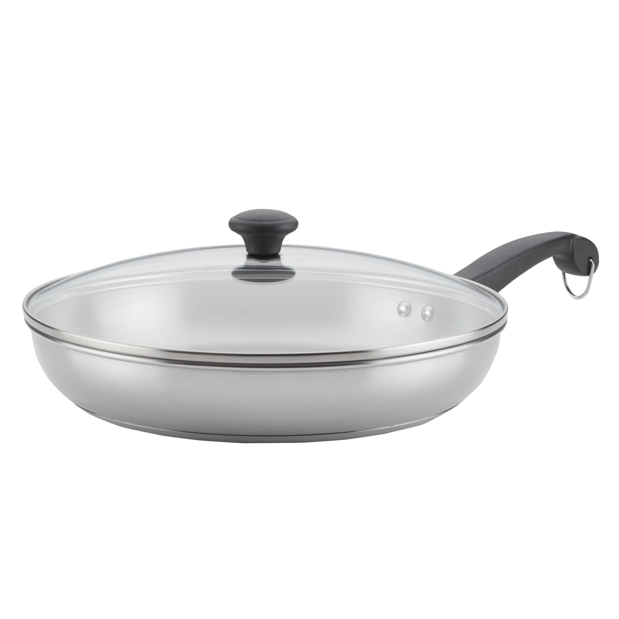 Farberware Classic Traditions 12.5" Stainless Steel Frying Pan with Lid, Silver