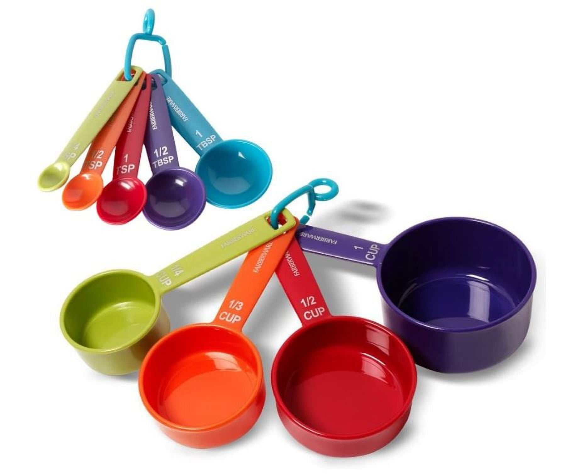 Plastic Measuring Cups and Spoons Set, Mixing Rainbow Colorful Measurement  Cups Spoons Set for Baking and Cooking, Kitchen 5 Measure Cups and 6 Spoons
