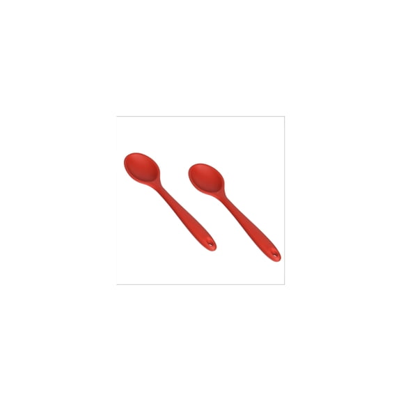 Farberware Colourworks 11" Basting Spoon, Set of 2  Heat-Resistant Silicone Spoon Spatulas for Stirring, Flipping & Scraping, Nonstick-Safe Kitchen Utensils for Sauces, Soups & Cooking (Red)