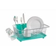 thumbnail image 1 of Farberware Compact Dish Rack with Frost Sink Brush, Teal, 1 of 21