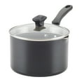 thumbnail image 1 of Farberware Cookstart Aluminum DiamondMax Nonstick Straining Saucepan, 3-Quart, Black, 1 of 7