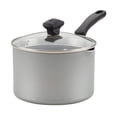 thumbnail image 1 of Farberware Cookstart DiamondMax Nonstick Straining Saucepan, Dishwasher Safe, 3 Quart, Silver, 1 of 3