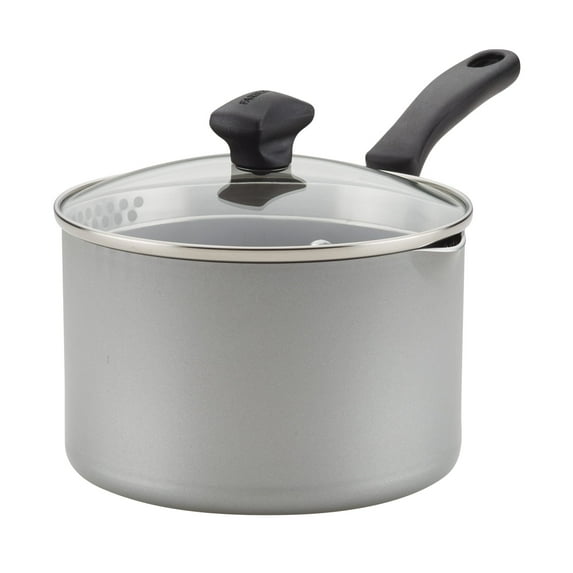 Farberware Cookstart DiamondMax Nonstick Straining Saucepan, Dishwasher Safe, 3 Quart, Silver