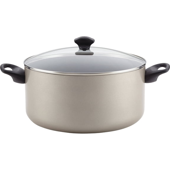 Farberware Cookware 10.5 Quart Aluminum Nonstick Stockpot with Lid, Champagne