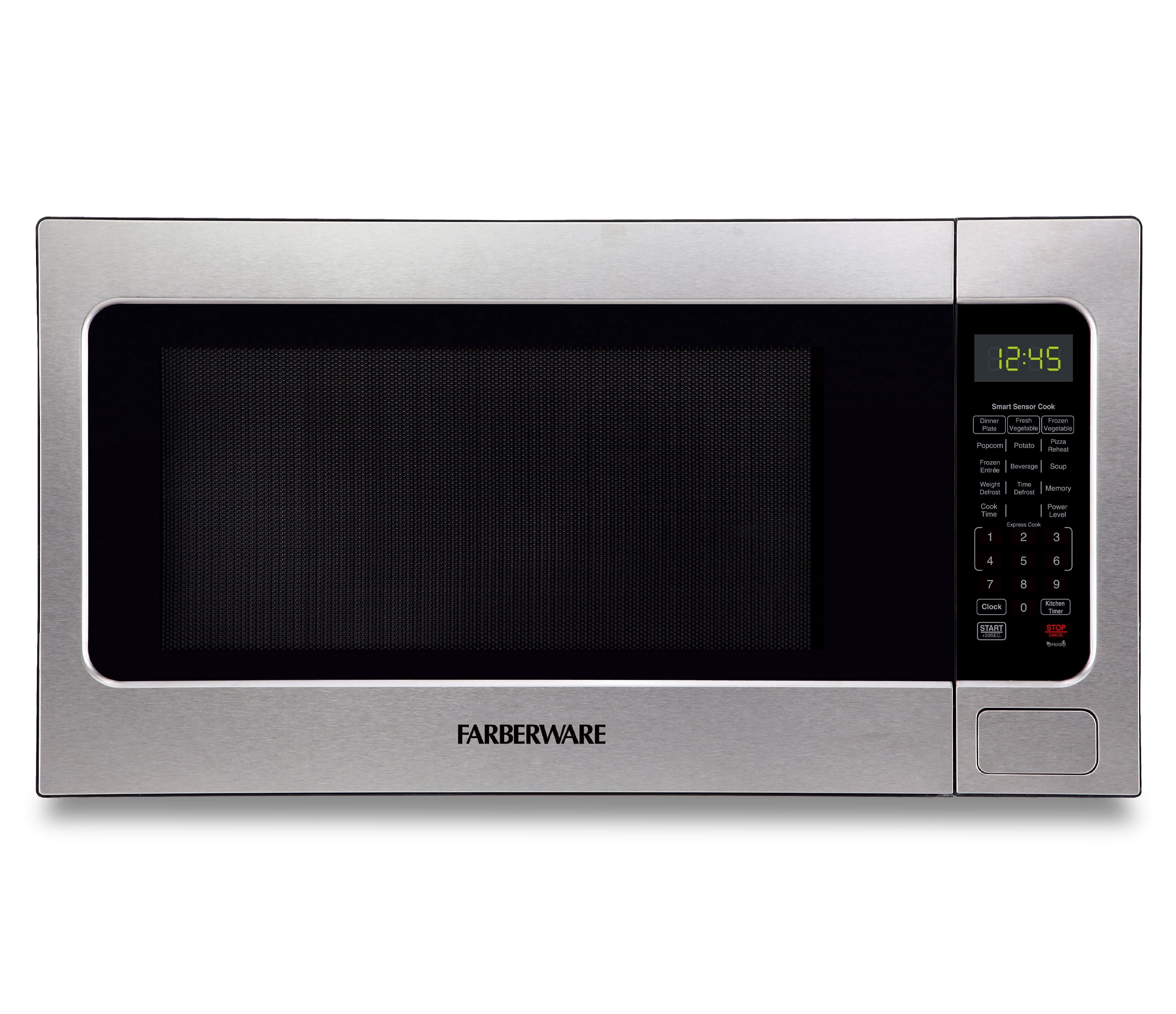 Farberware 2.2 cu ft Microwave Oven, 1100W Compact Microwave Oven with Smart Sensor, Stainless Steel