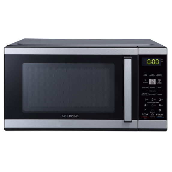 Farberware 0.9 cu ft Microwave Oven, 900W Countertop Microwave Oven with LED Display, Stainless Steel