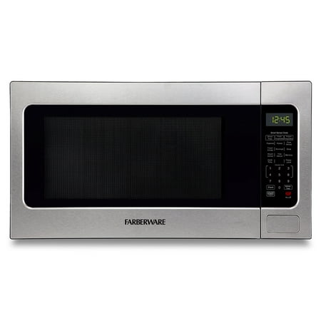 Farberware Countertop Microwave Ov 1100 Watts, 2.2 cu ft - Smart Sensor With LED Lighting and Child Lock - Perfect for Apartments and Dorms - Easy Clean Black Interior, Stainless Steel