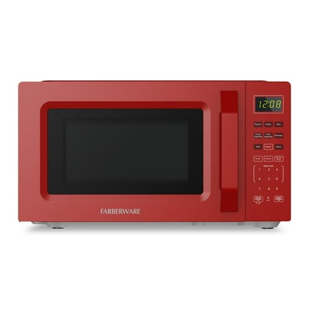 Farberware Countertop Microwave Oven, 0.7 cu ft, 700 W, Auto Cook Menu, Red
