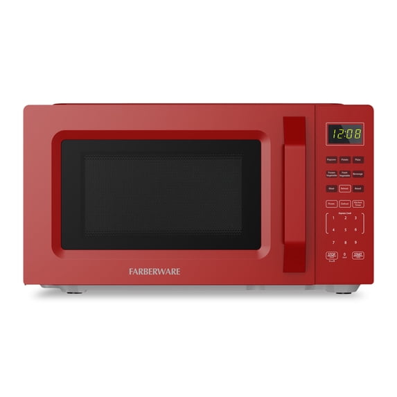Farberware 1.1 cu ft Microwave Oven,1000W Countertop Microwave Oven with Auto Cook Menu, Red