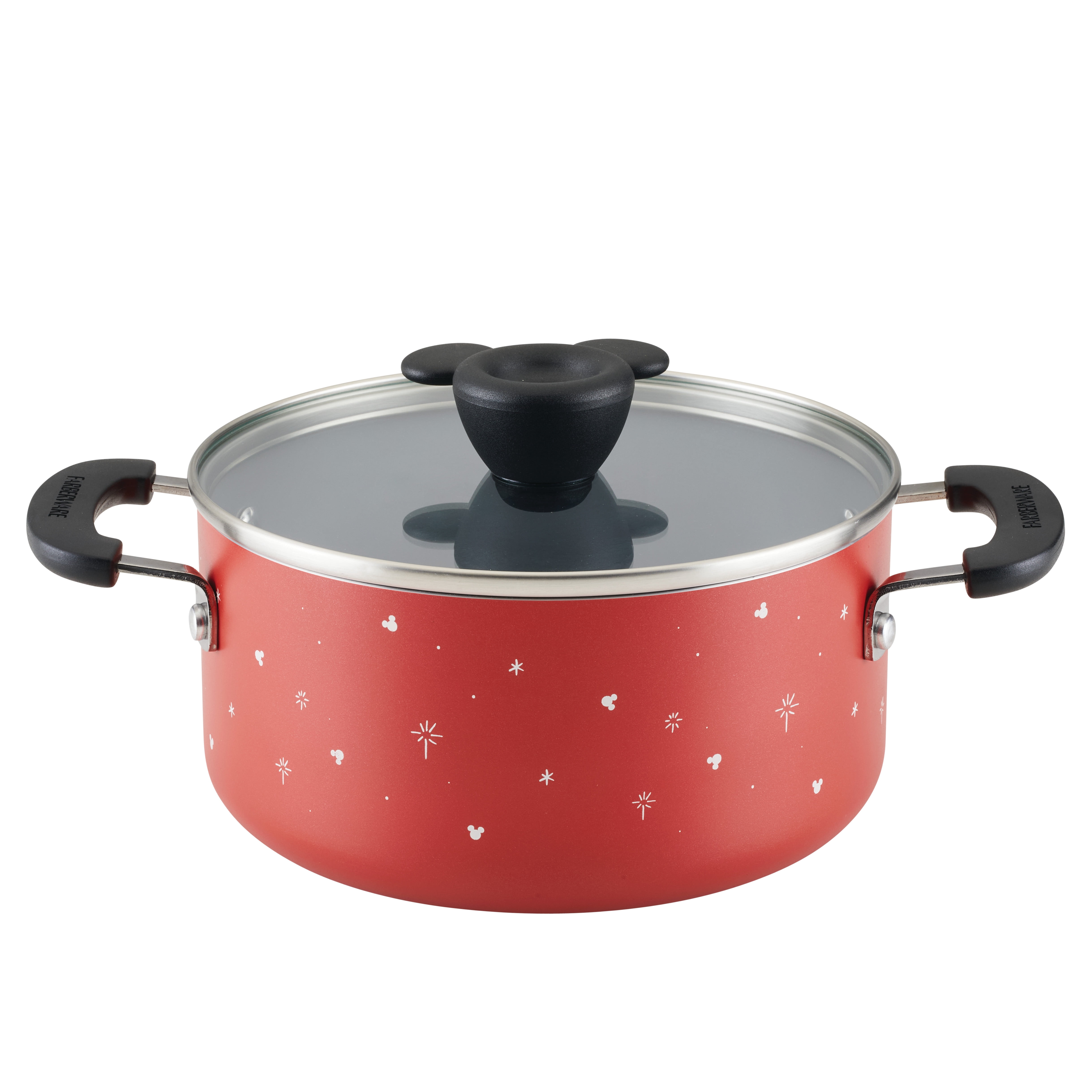 Farberware Disney Bon Voyage 3 Quart Ceramic Nonstick Saucepot with Lid, Dishwasher Safe, Red