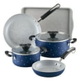 thumbnail interactive-video image 1 of Farberware Disney Bon Voyage 7 Pcs Ceramic Nonstick Cookware Set with Cookie Pan / Baking Sheet Pan, Dishwasher Safe, Blue, 1 of 21