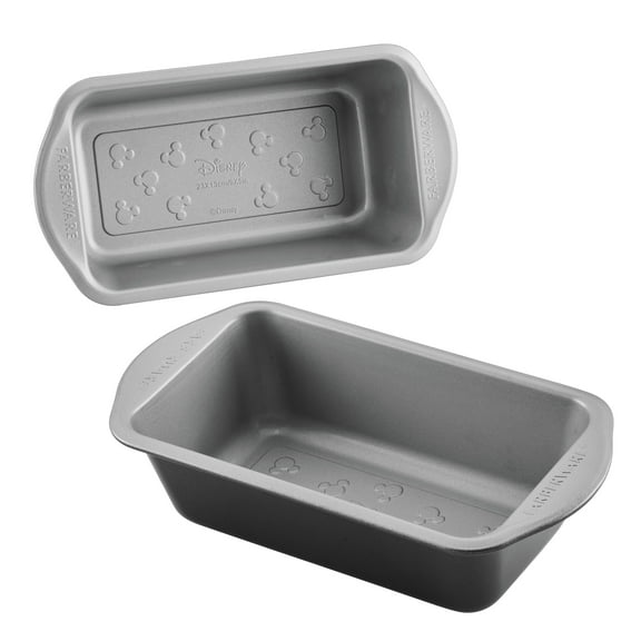 Farberware Disney Bake with Mickey Mouse 2 Piece Loaf Pan Set, Black