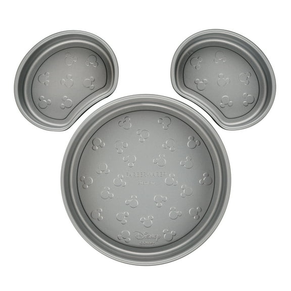 Farberware Disney Bake with Mickey Mouse 3 Pcs Nonstick Head Cake Pan Set, Dishwasher Safe and Oven Safe to 450F, Black