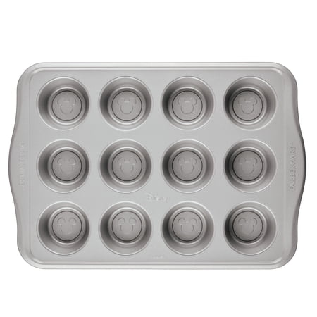 Farberware Disney Bake with Mickey Mouse 12 Cup Nonstick Muffin Pan / Cupcake Pan, Dishwasher Safe and Oven Safe to 450°F, Black