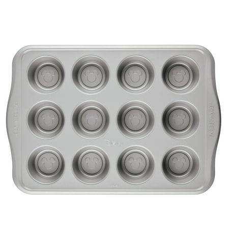Farberware Disney Bake with Mickey Mouse 12 Cup Nonstick Muffin Pan / Cupcake Pan, Dishwasher Safe and Oven Safe to 450°F, Black