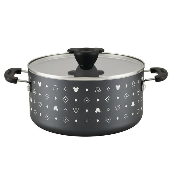 Farberware Disney Monochrome 5.5 Quart Ceramic Nonstick Stockpot with Lid, Dishwasher Safe, Black