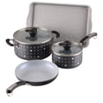 thumbnail image 1 of Farberware Disney Monochrome Ceramic Nonstick Cookware Pots and Pans with Baking/Bakeware Cookie Pan and Kitchen Cooking Tool Set, Dishwasher Safe, 8 Piece Cookware Set - Black, 1 of 10