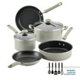 thumbnail interactive-video image 1 of Farberware DuraStrong 12 Pcs Nonstick Cookware Set with Cooking Tools, Dishwasher Safe, Gray, 1 of 16