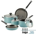 thumbnail image 1 of Farberware Easy Clean 12 Pcs Nonstick Cookware Set with Cooking Tools, Dishwasher Safe, Aqua, 1 of 15