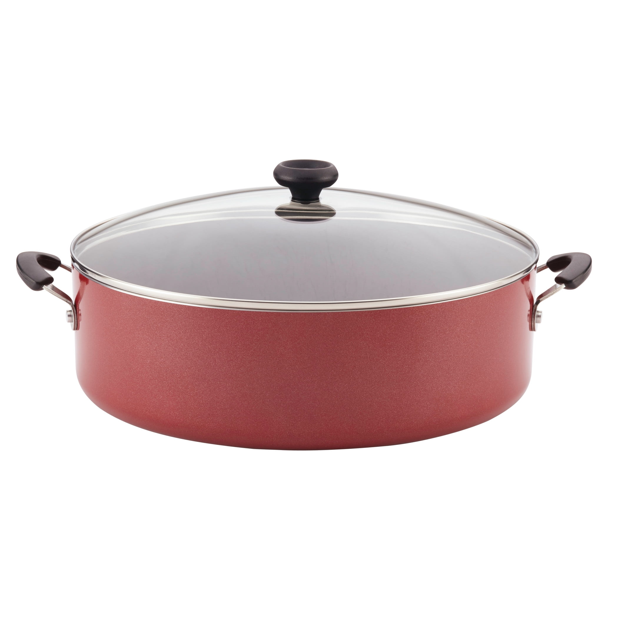 Farberware Easy Clean 14" Nonstick Family Pan, Jumbo Cooker With Lid, Red