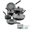 thumbnail interactive-video image 1 of Farberware Easy Clean Pro 14 Pcs Ceramic Nonstick Cookware Set with Cooking Tools, Dishwasher Safe, Black, 1 of 9