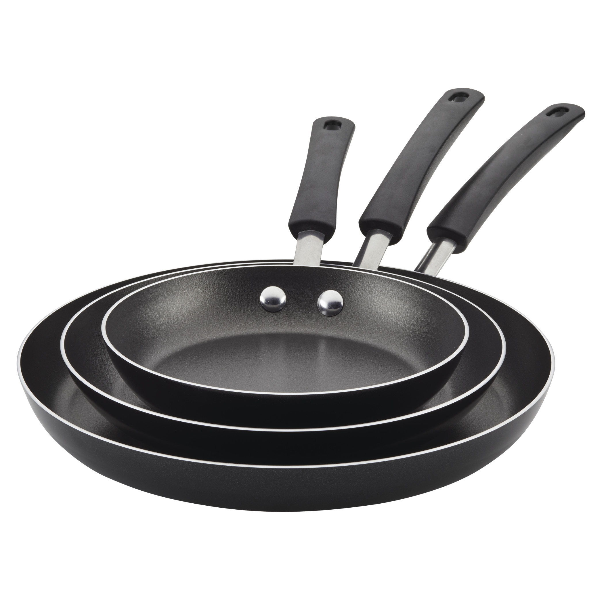 Farberware Easy Clean 3-Piece Nonstick Frying Pan Set, Black photo 1