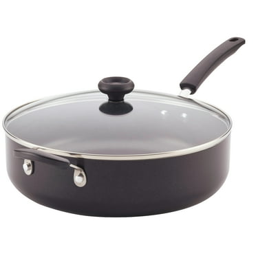 Farberware Easy Clean 6 Quart Nonstick Jumbo Cooker / Chef's Pan with Helper Handle and Glass Lid, Great for Family Meals, Dishwasher Safe, Black