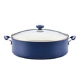 thumbnail image 1 of Farberware Easy Clean 14 Inch Ceramic Nonstick Large Family Pan / Saute Pan with Glass Lid, 10.5 Quart Capacity, Dishwasher Safe, Blue, 1 of 14