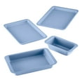 thumbnail interactive-video image 1 of Farberware Easy Solutions 4 Piece Nonstick Baking Pan Set Features Easy Guide Markings and Cookie Outlines on the pan, Dishwasher Safe and Oven Safe to 450°F, Blue, 1 of 9