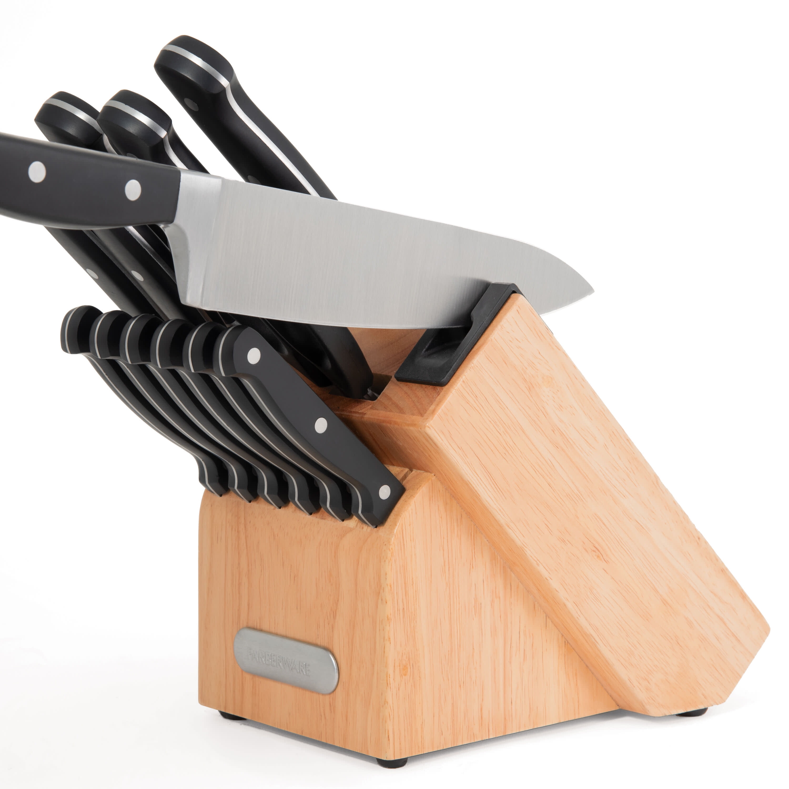 Farberware 14-Piece Triple Rivet Cutlery Acacia Wood Block Set with Built-In  Edgekeeper Sharpener - 5285900