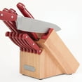 Farberware EdgeKeeper 14Piece Triple Rivet Kitchen Knife Block Set, Red