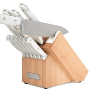 Farberware EdgeKeeper 14-Piece Forged Triple Rivet Kitchen Knife Set with Block, White