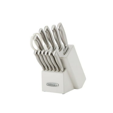 Farberware Edgekeeper 13-Piece Stainless Steel Knife Block Set with Built-In Knife Sharpener