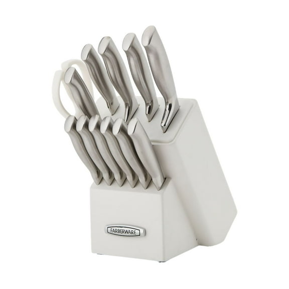 Farberware Edgekeeper 13-Piece Stainless Steel Knife Block Set with Built-In Knife Sharpener