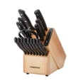 thumbnail image 1 of Farberware Edgekeeper 16-piece Triple Rivet Block Set with Built in Knife Sharpener, Natural, 1 of 15