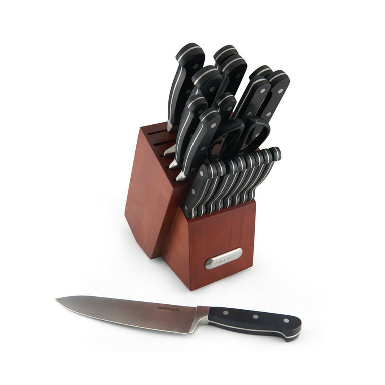 Farberware Edgekeeper 16-Piece Stainless Steel Knife Block Set with Built  in Knife Sharpener, High Carbon-Stainless Steel Kitchen Knives, Razor-Sharp
