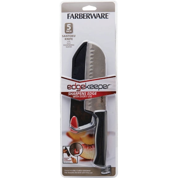 Farberware Edgekeeper Santoku Knife - 5 Inch Blade, Sheath Included, Black Handle
