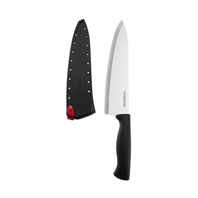 Farberware Edgekeeper 8 in Chef Knife with Black Self-Sharpening Sleeve and Handle