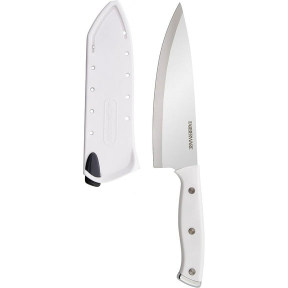 Farberware Edgekeeper Triple Riveted Chef Self-Sharpening Blade Cover, High Carbon-Stainless Steel Kitchen Ergonomic Handle, Razor-Sharp Knife, 6 Inch, White